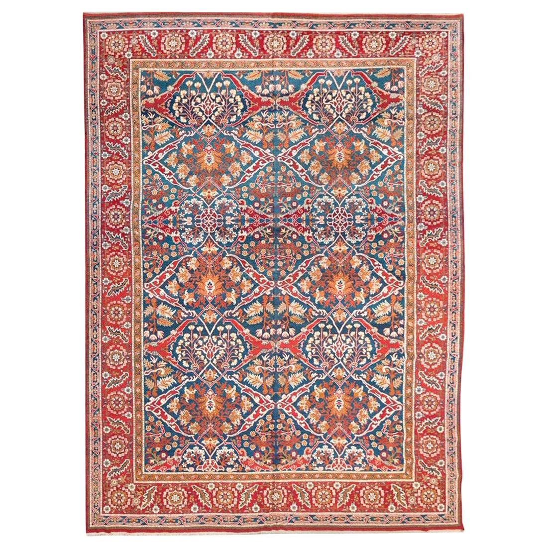 Handgefertigter Ameritza India Teppich aus Wolle mit Garrusmuster, um 1900