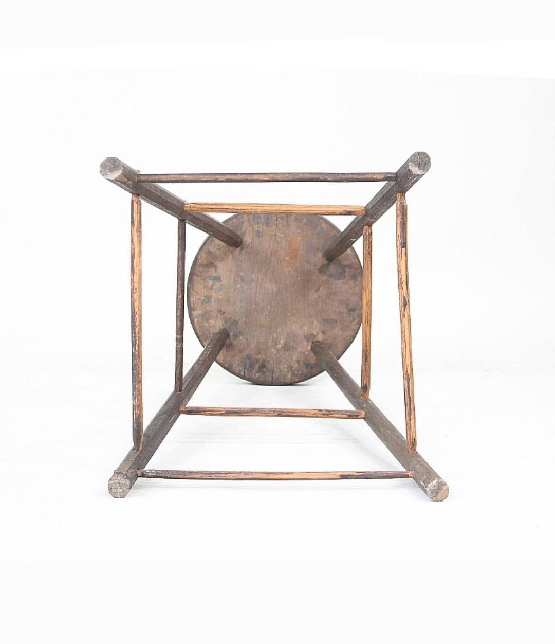 American Primitive Windsor Stool Circa 1830's For Sale 3