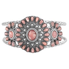 Amertican West Sterling Silver Rhodochrosite Cuff Bracelet, Average