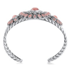 Amertican West Sterling Silver Rhodochrosite Cuff Bracelet, Large