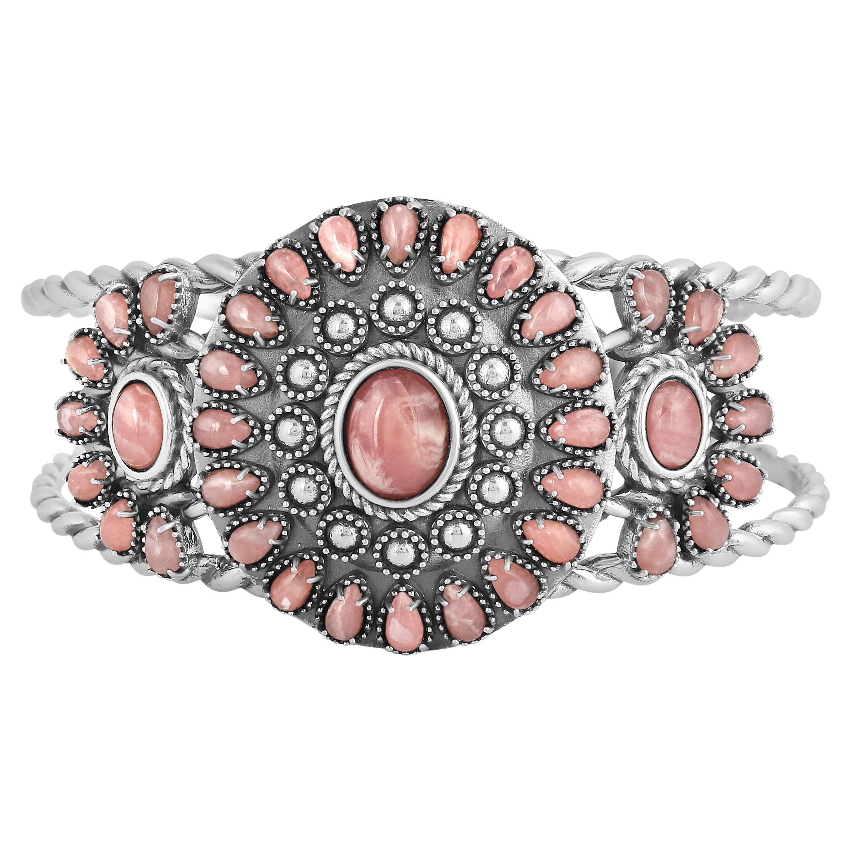 Brazalete rodocrosita Amertican West de plata de ley, grande