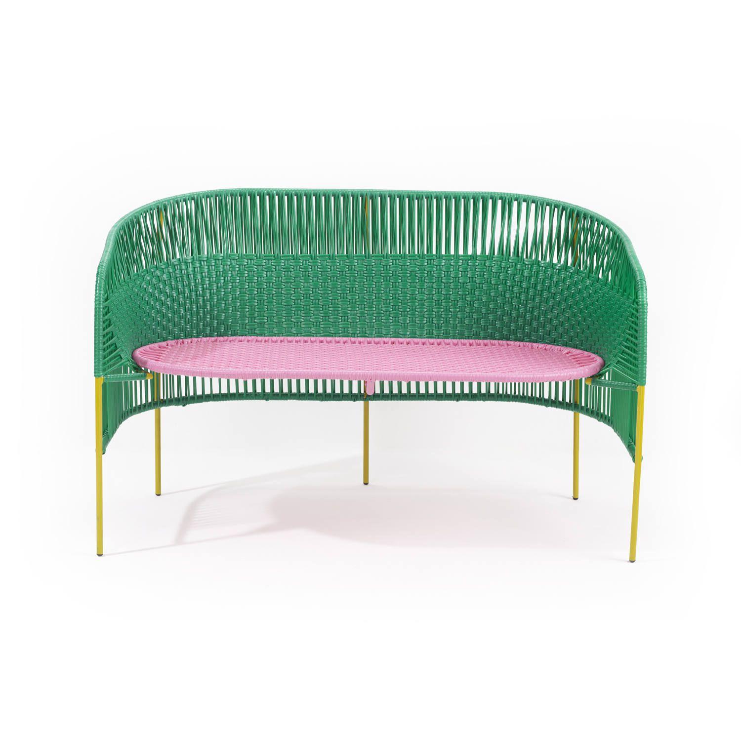 Steel Ames Caribe 2 Seater Outdoor Bench by Sebastian Herkner For Sale