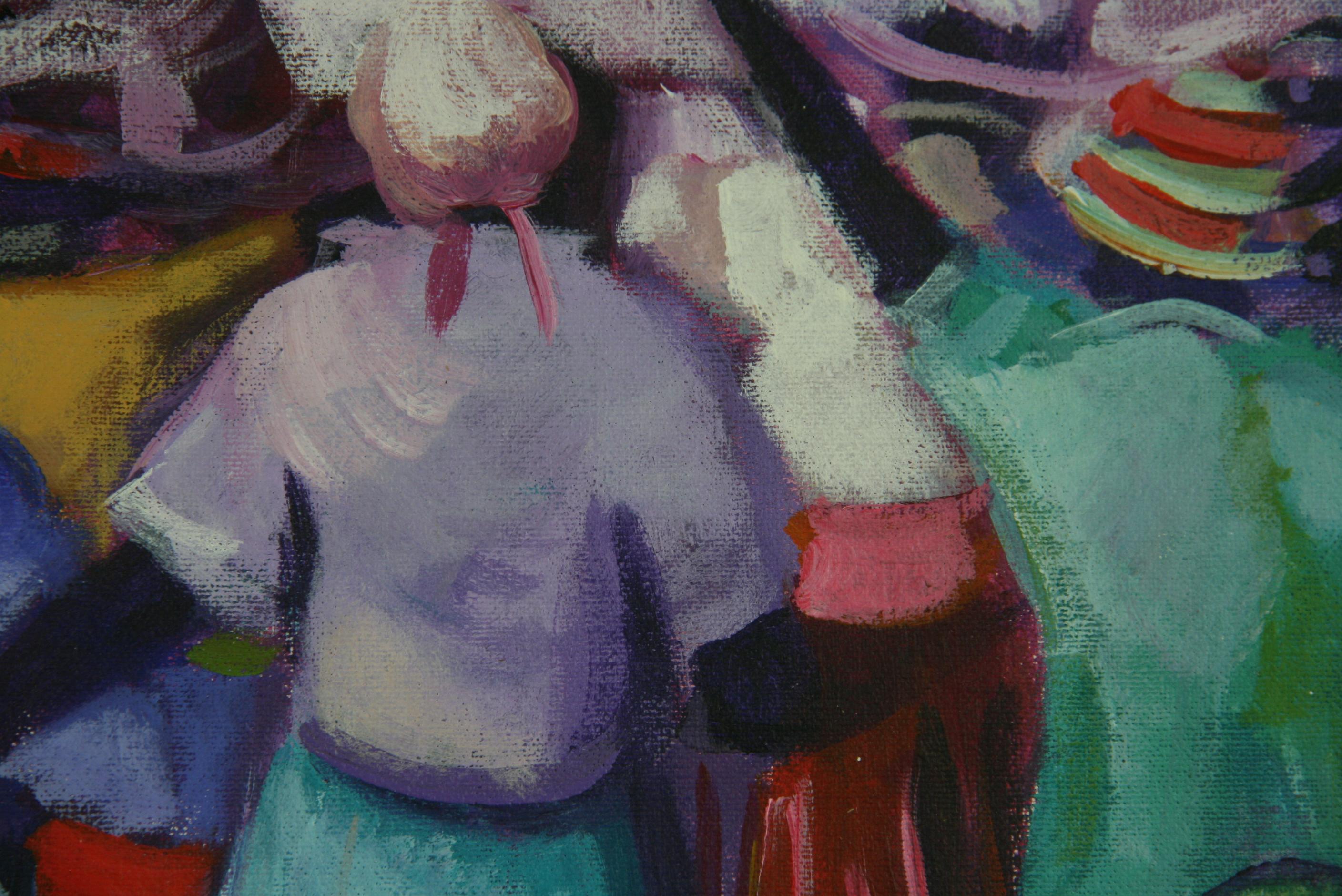Jamaica  Island Party Goers - Gray Landscape Painting by Ames