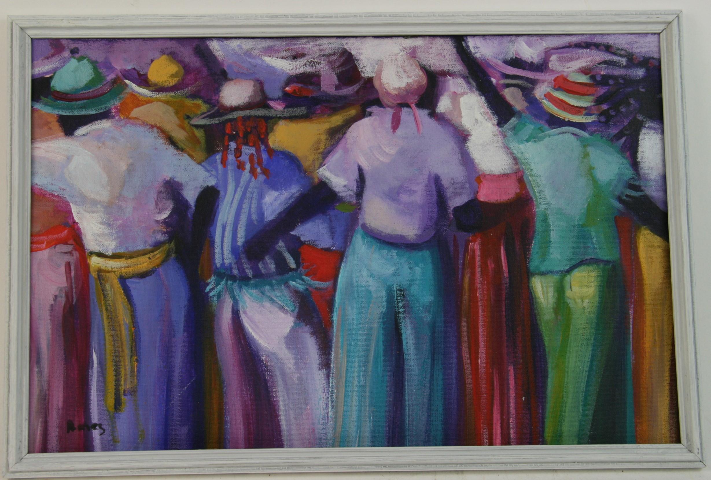 Ames Landscape Painting - Jamaica  Island Party Goers