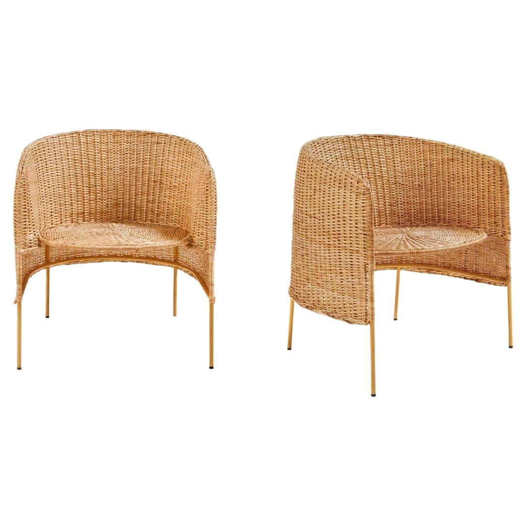 Ensemble de deux chaises longuesARIBE NATURAL de Sebastian Herkner en stock en vente