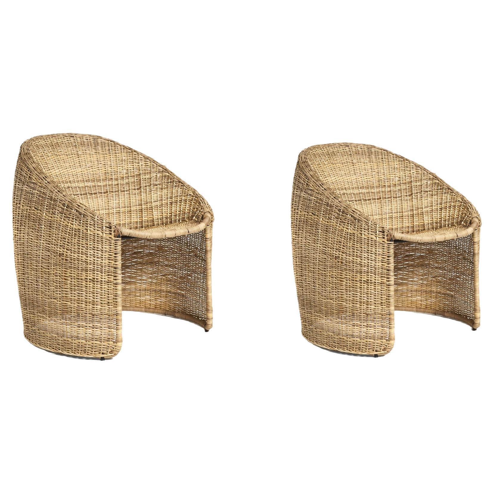 Ames Set of Two CARTAGENAS NATURAL Lounge Chairs by Sebastian Herkner in STOCK For Sale