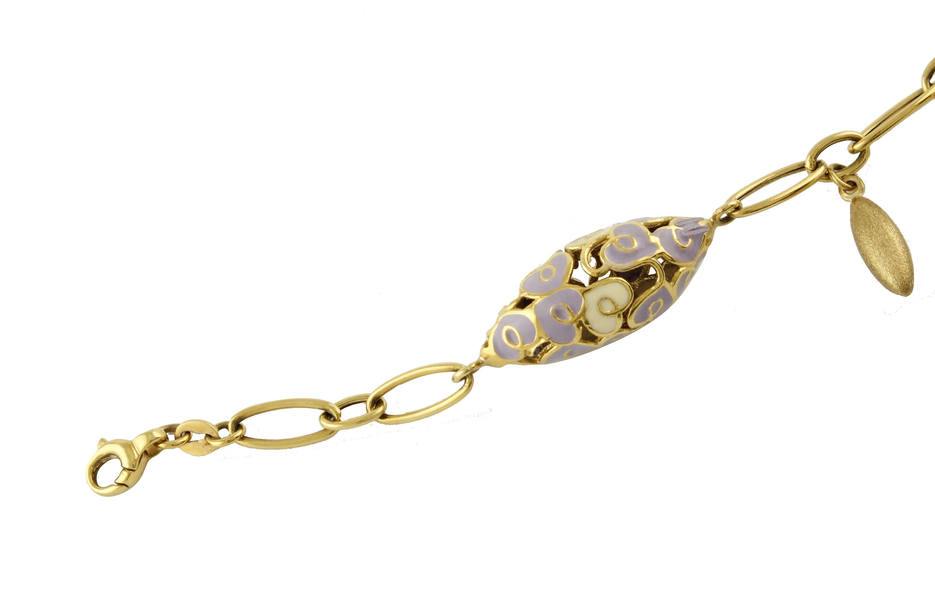 Contemporary Amethyst Stones, 18 kt  Yellow Gold Bracelet For Sale