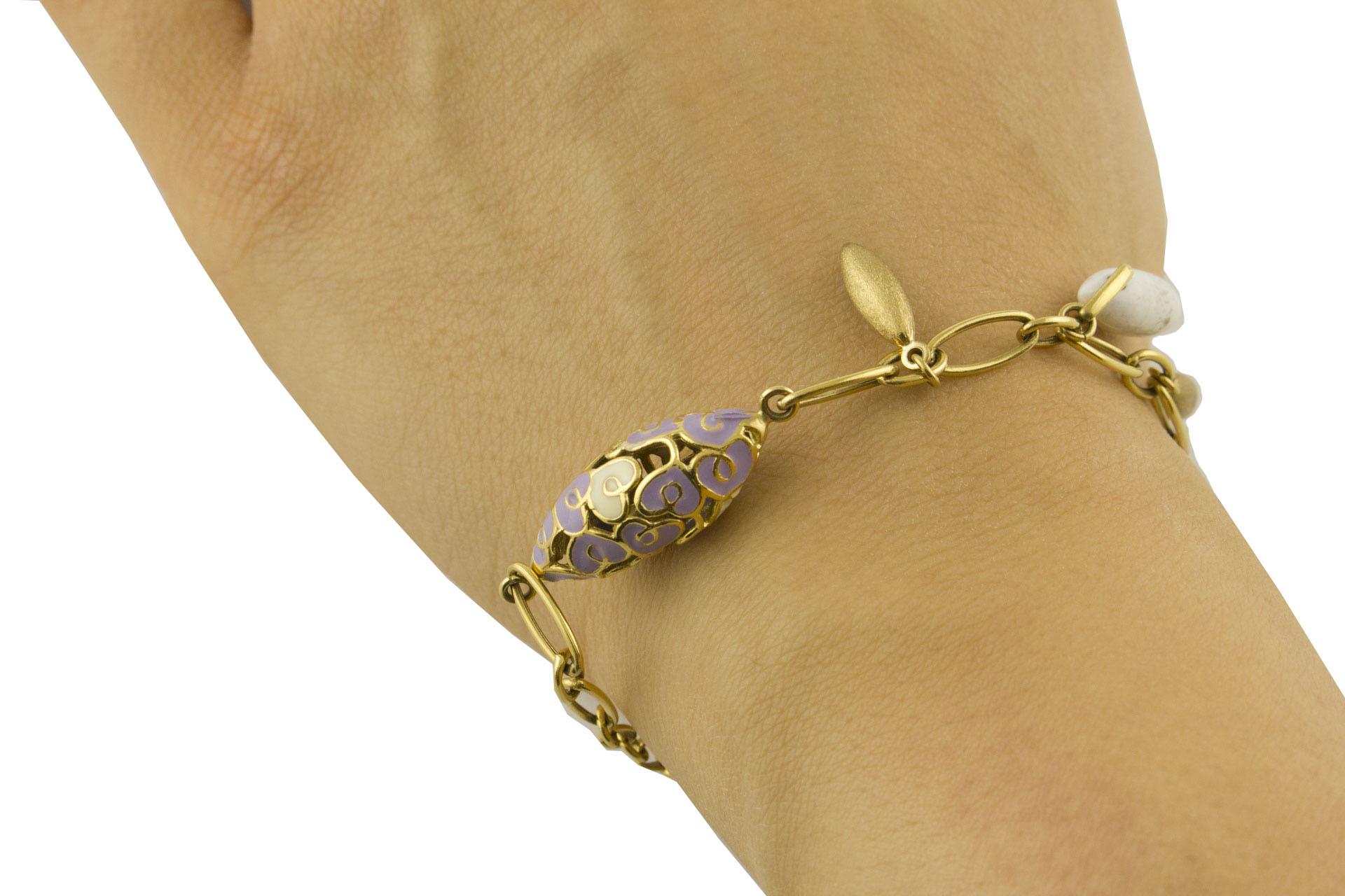 Amethyst Stones, 18 kt  Yellow Gold Bracelet In Good Condition For Sale In Marcianise, Marcianise (CE)