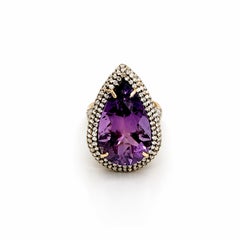 Amethyst 12 Carat Pear Shape with Diamonds Paradizia Ring