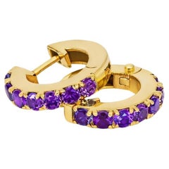 Pendientes Abrazadera Amatista 12 MM, Pendientes Aros Micro Pave