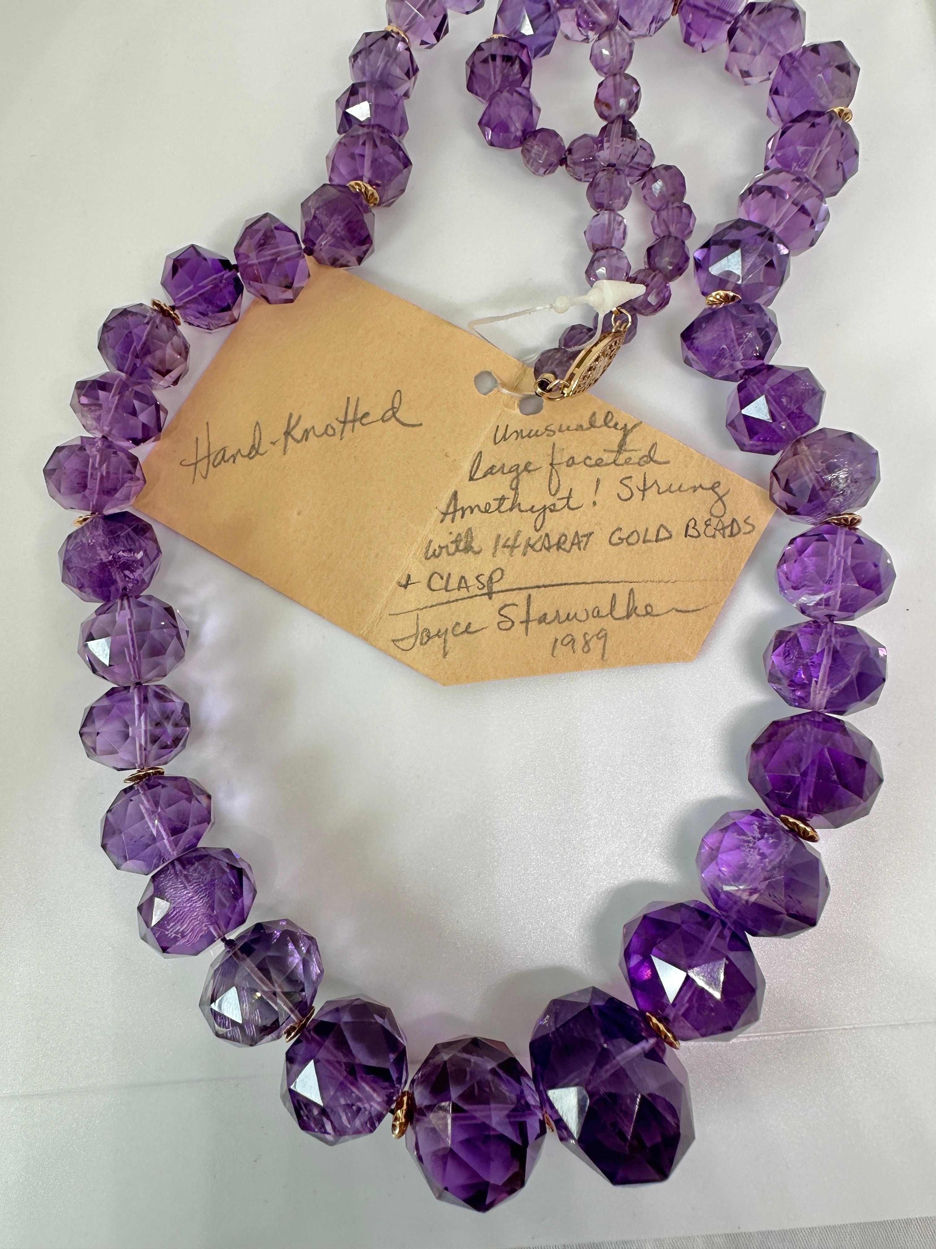 Women's Amethyst 14 Karat Gold Necklace 26 Inch Native American Indian Joyce Starwalker For Sale