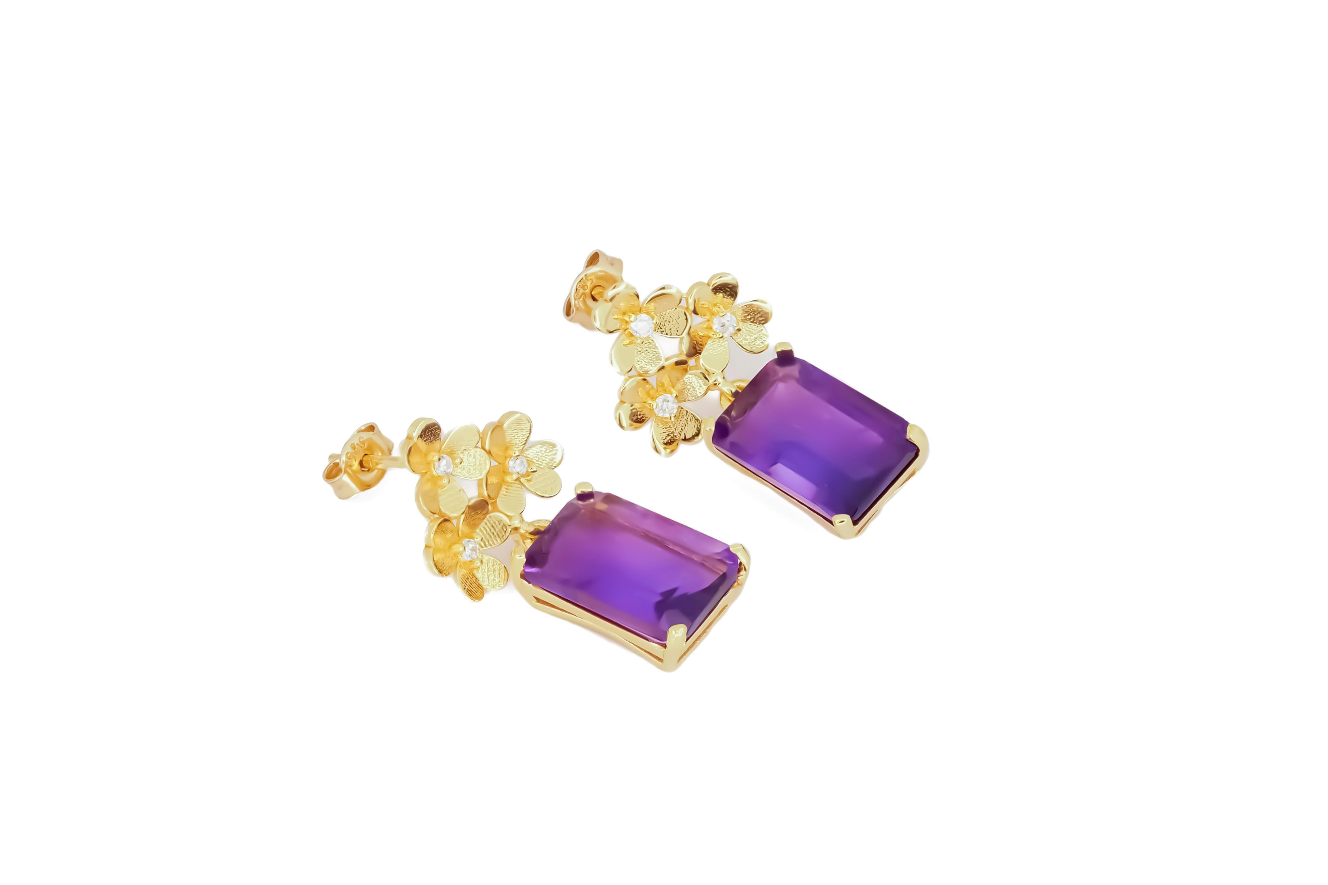 Amethyst 14k gold earrings studs.  For Sale 1