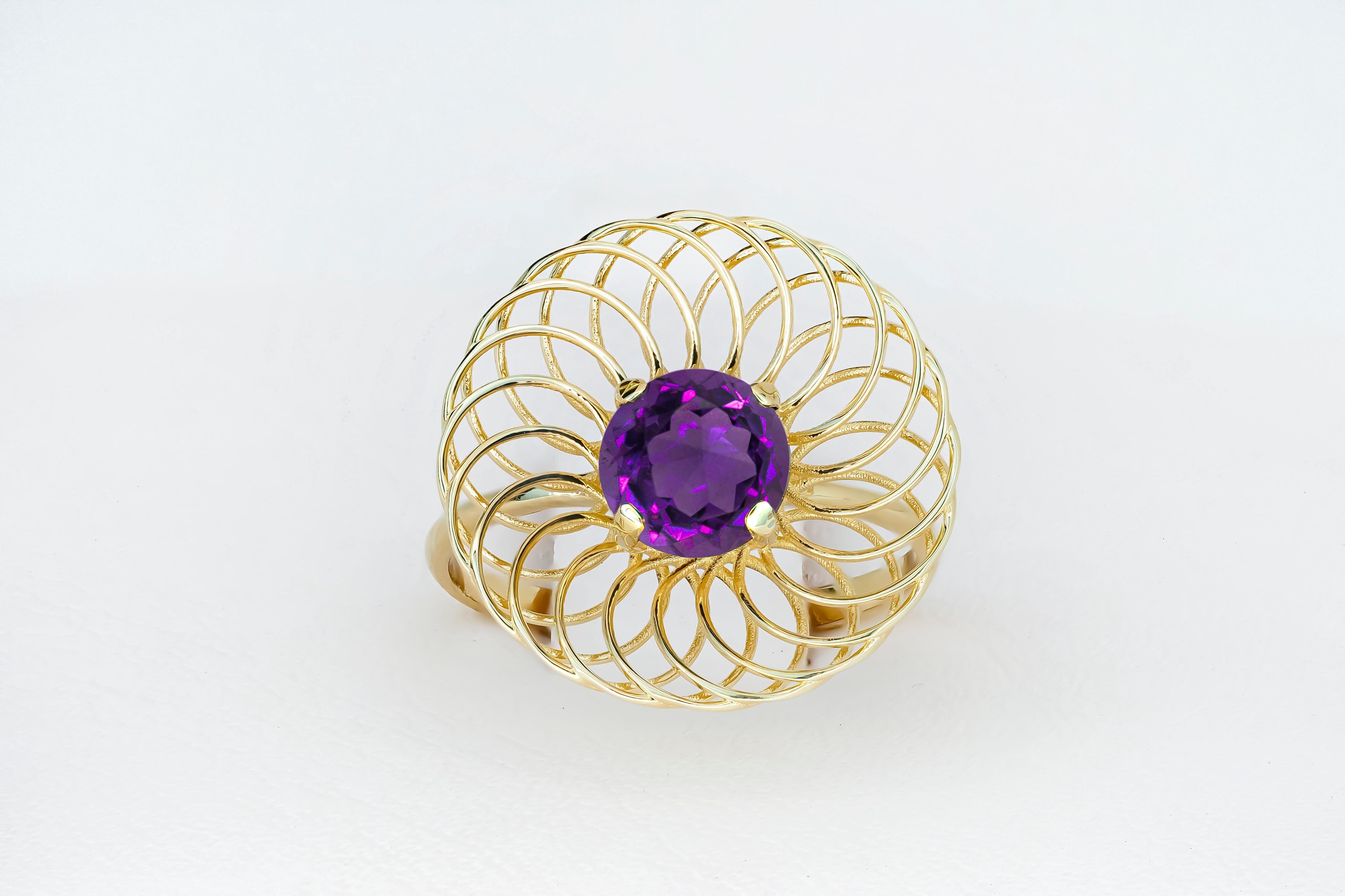 For Sale:  Amethyst 14k Gold Ring, Amethyst Engagement Ring 4