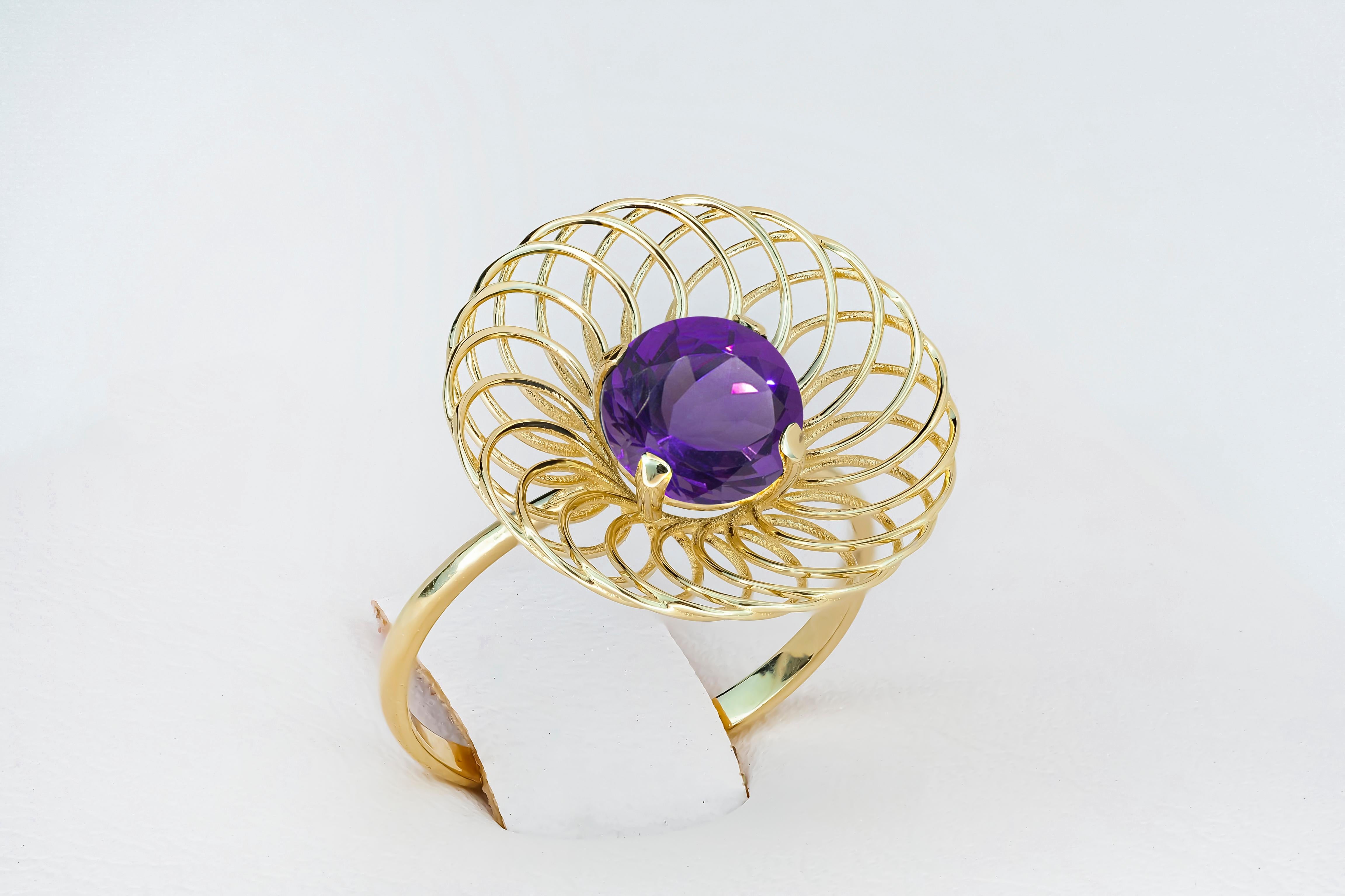 For Sale:  Amethyst 14k Gold Ring, Amethyst Engagement Ring 9