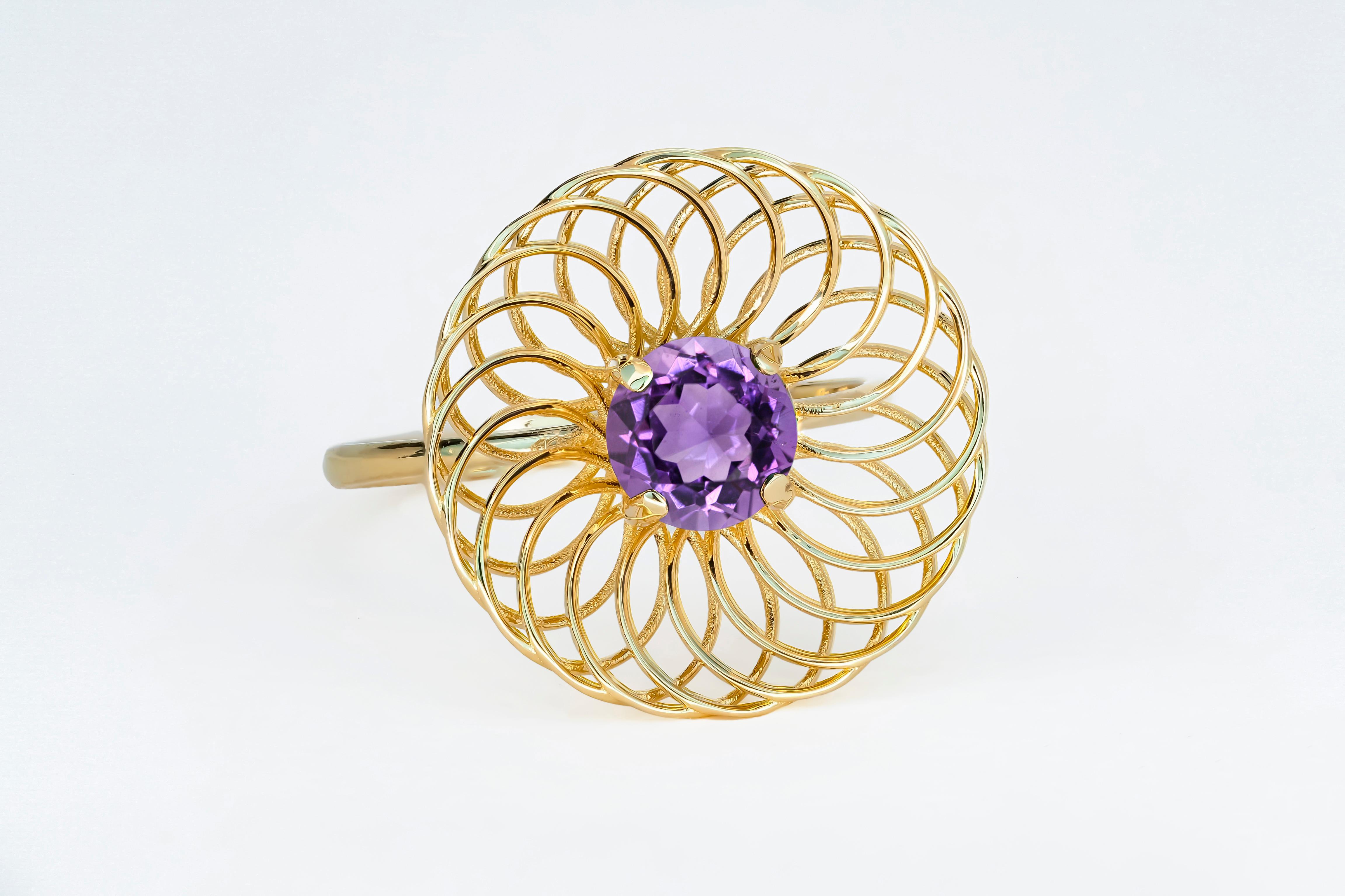 For Sale:  Amethyst 14k Gold Ring, Amethyst Engagement Ring 9