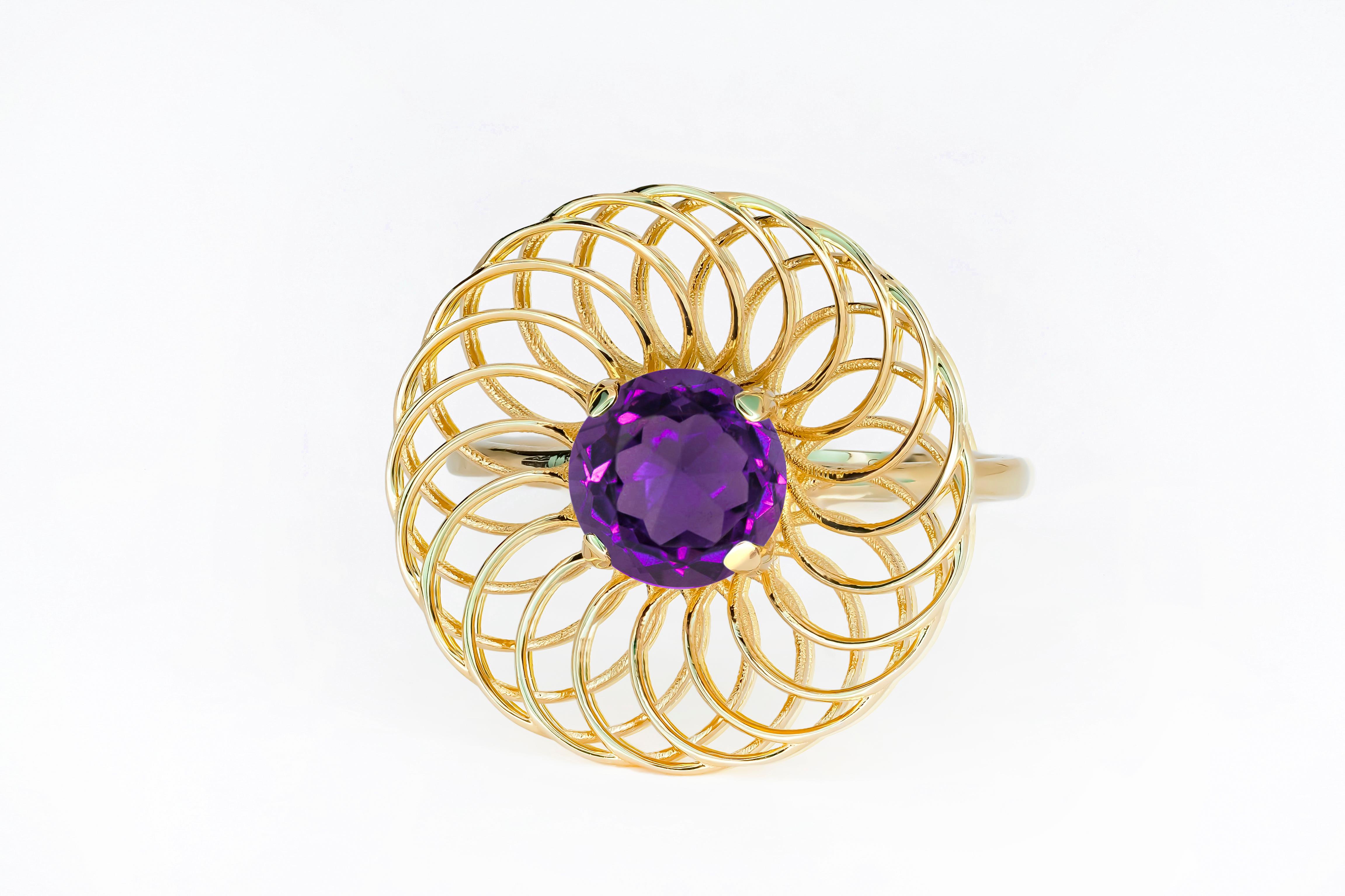 For Sale:  Amethyst 14k Gold Ring, Amethyst Engagement Ring 3