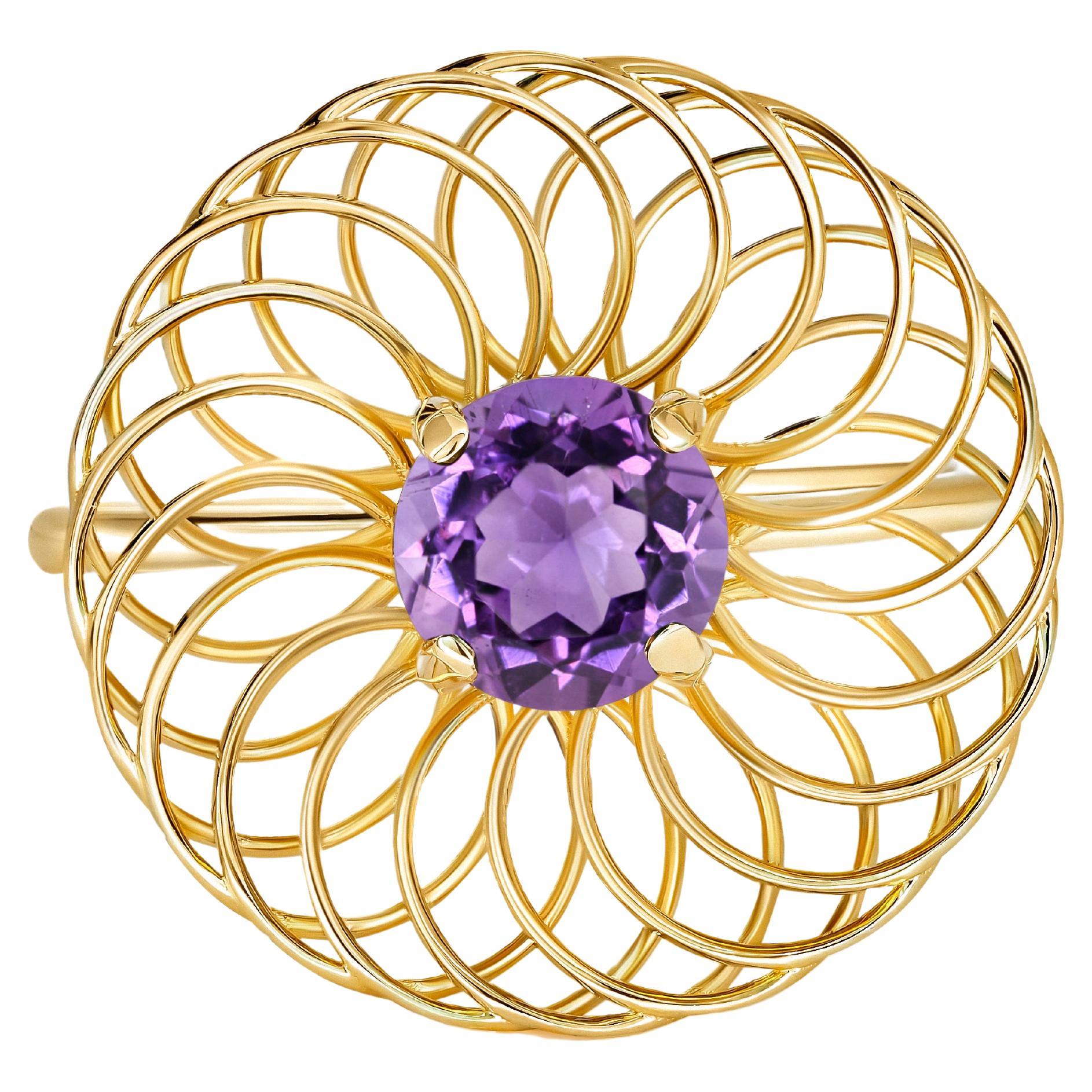 For Sale:  Amethyst 14k Gold Ring, Amethyst Engagement Ring