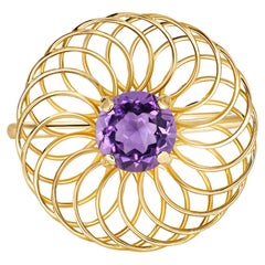 Verlobungsring mit Amethyst aus 14 Karat Gold, Amethyst