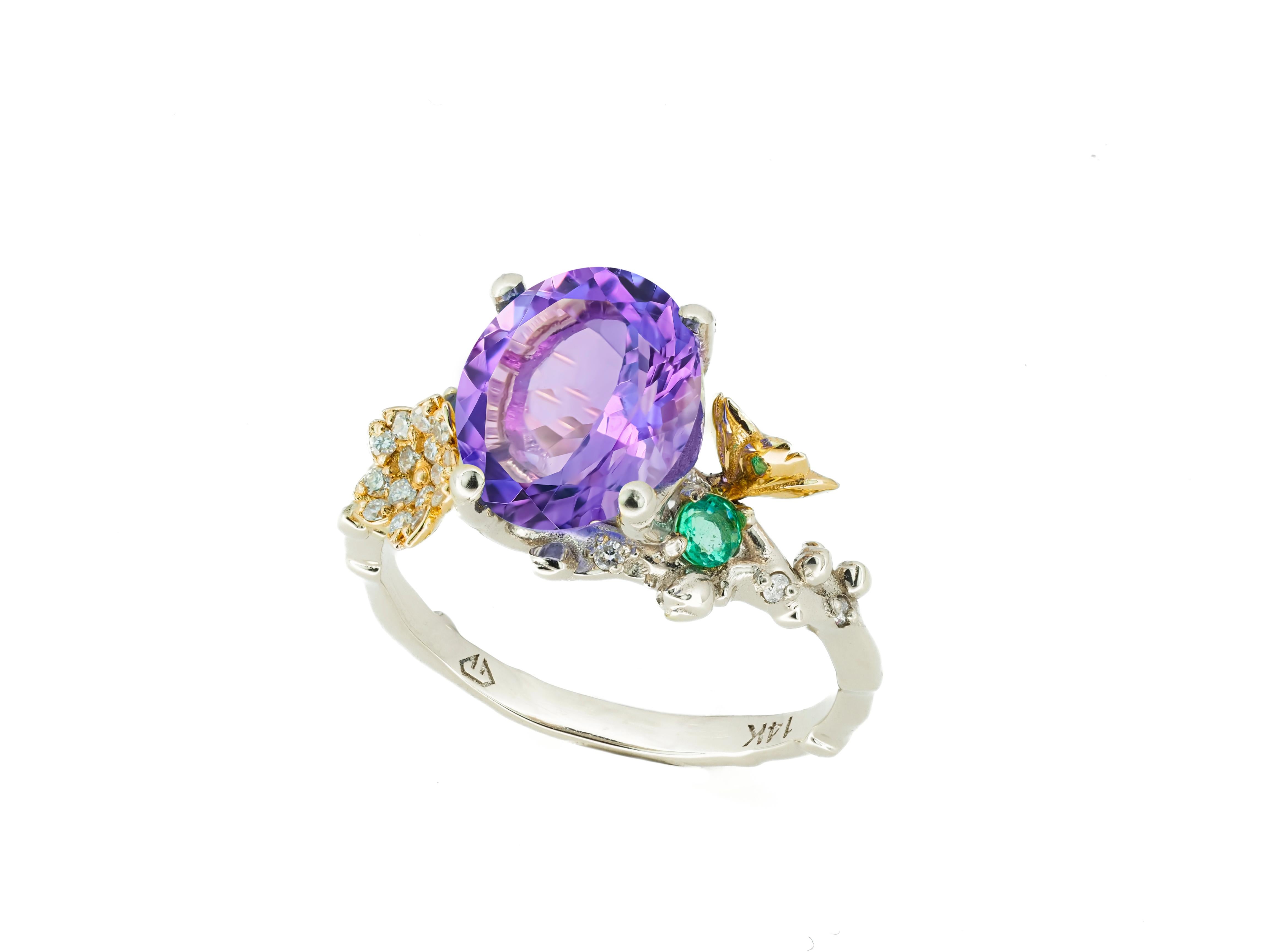Amethyst 14k gold ring.  For Sale 2