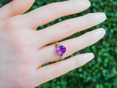 Amethyst 14k Gold Ring, Genuine Amethyst Ring, Amethyst Gold Ring