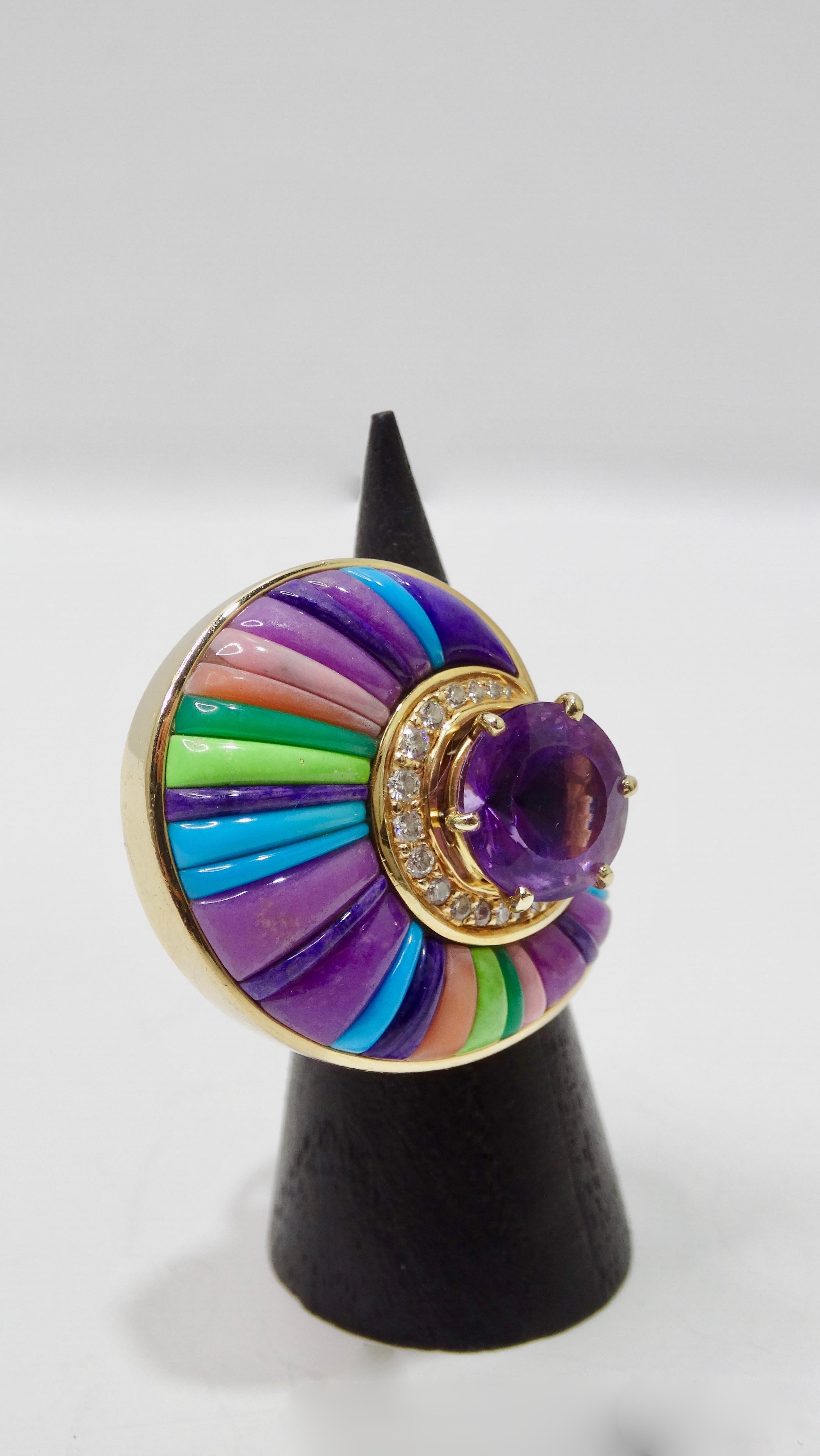 Amethyst 14k Gold Spiral Cocktail Ring  In Excellent Condition In Scottsdale, AZ