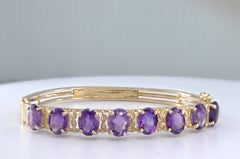 Amethyst, 14K Yellow Gold Bangle bracelet
