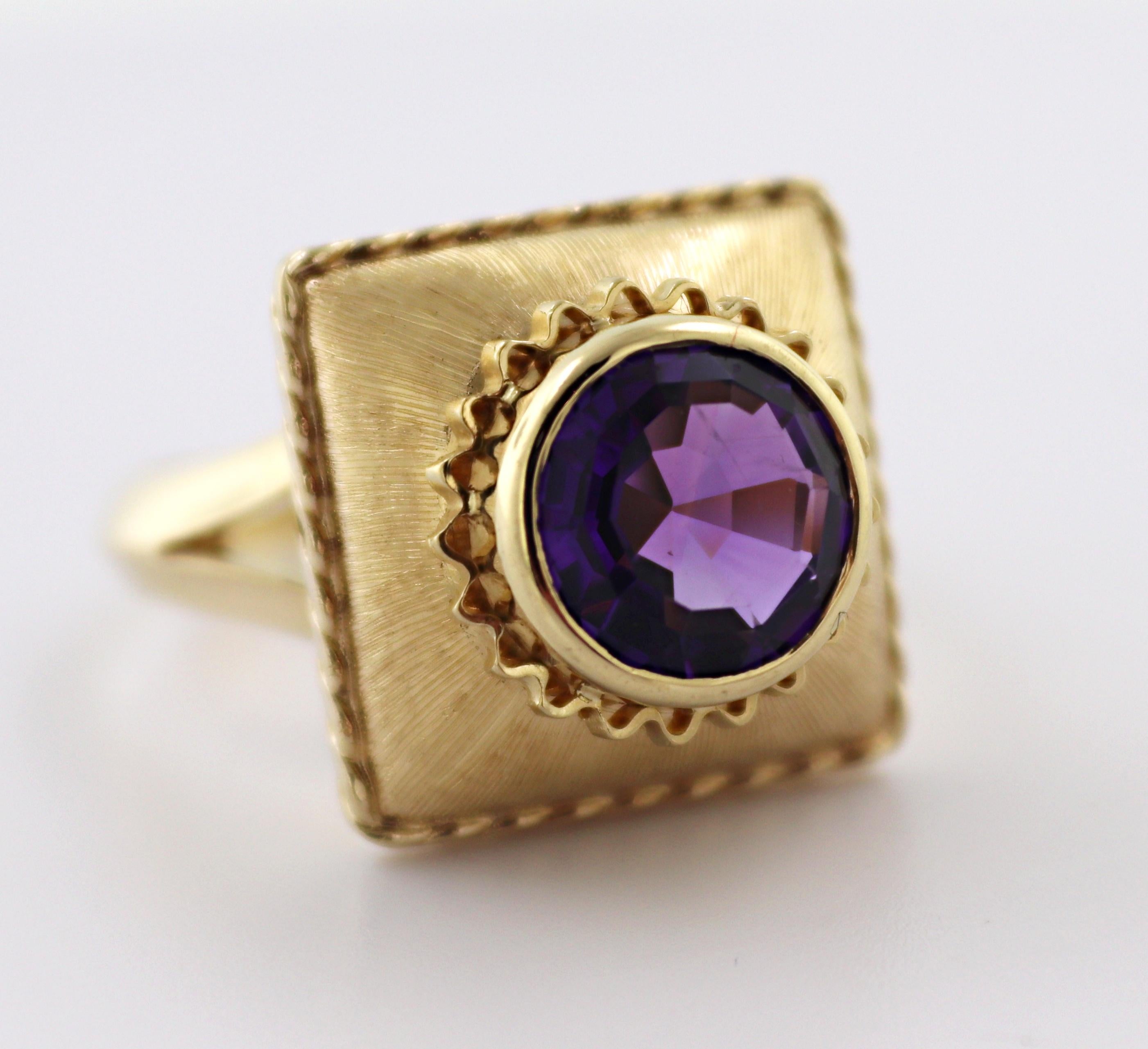 Amethyst 14k Yellow Gold Ring For Sale 4