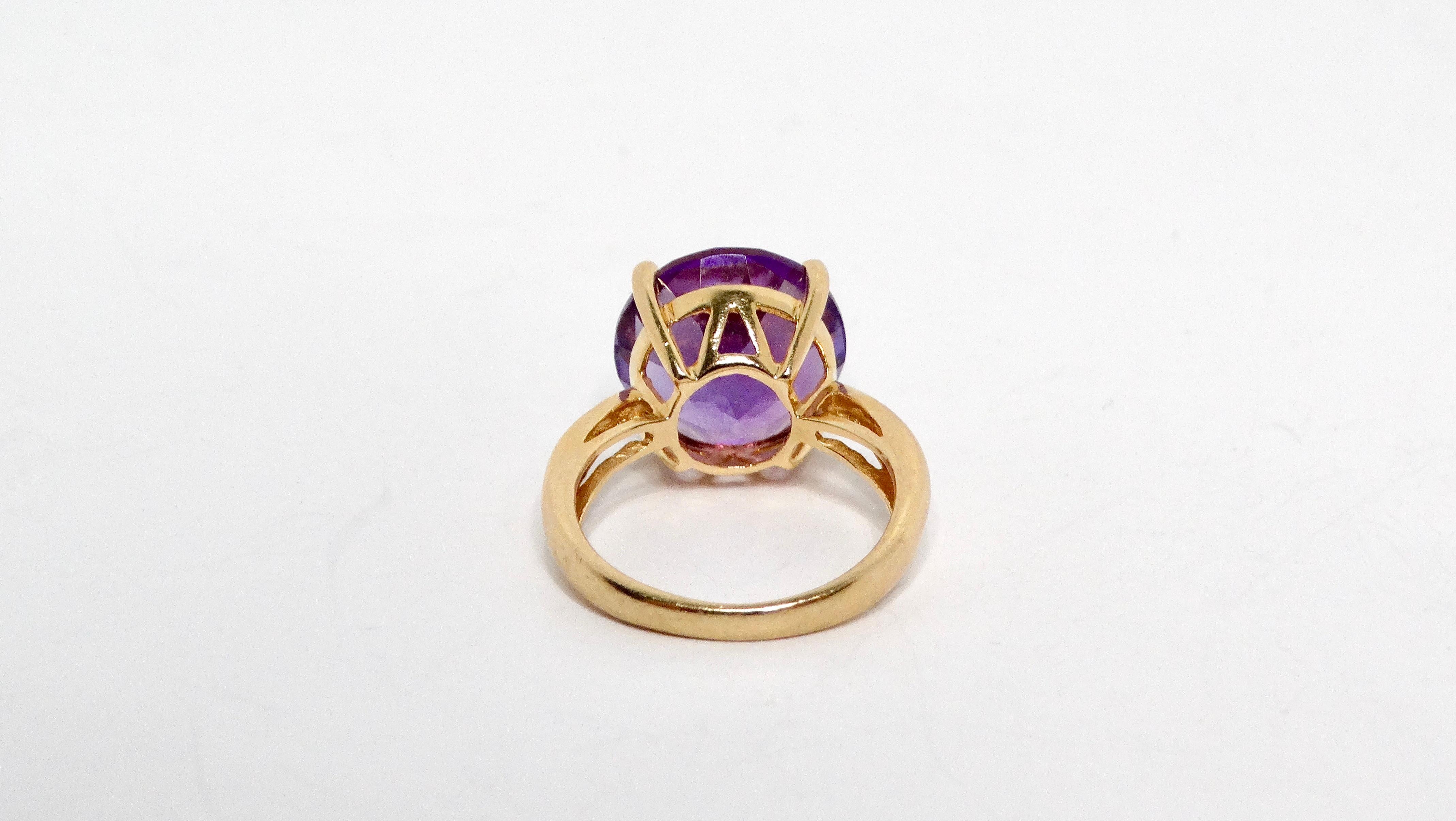 Amethyst 14k Yellow Gold Solitaire Ring In Good Condition In Scottsdale, AZ