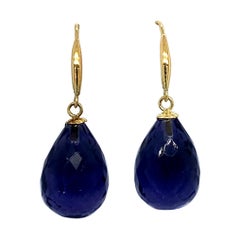 Amethyst 18 Carat Yellow Gold Drop Earrings