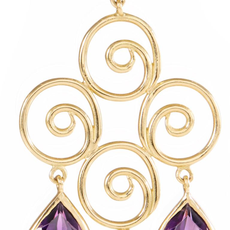 Baroque Revival Amethyst 18 Carat Yellow Gold Earrings