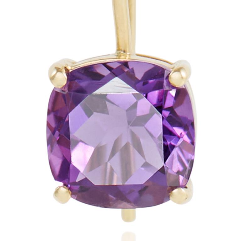 18 carat yellow gold earrings set with cushion shaped amethyst. Also available in peridot, blue topaz and citrine in either 18 carat yellow or white gold. Price depends on metals and stones selected.

Esther Eyre has been designing and making