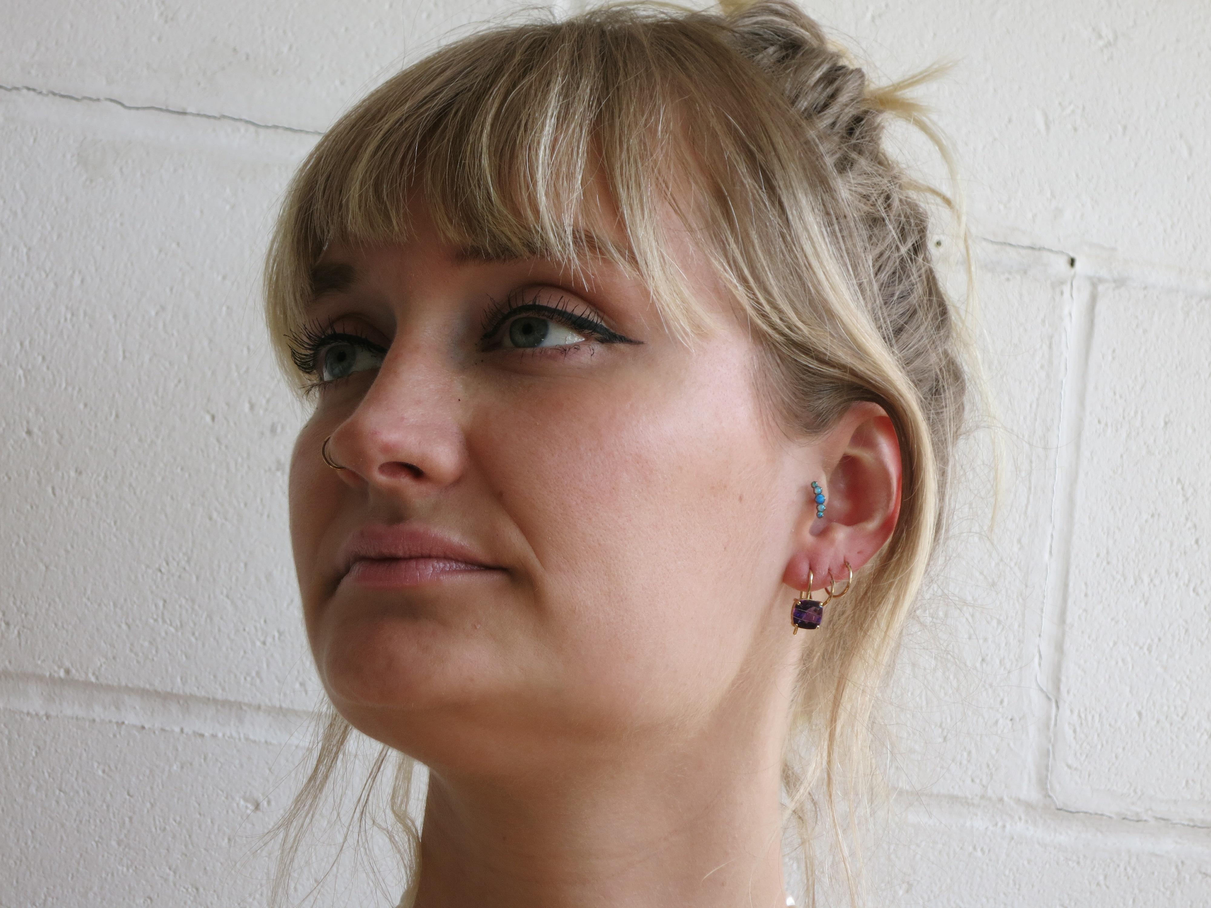 amethyst gold hoop earrings