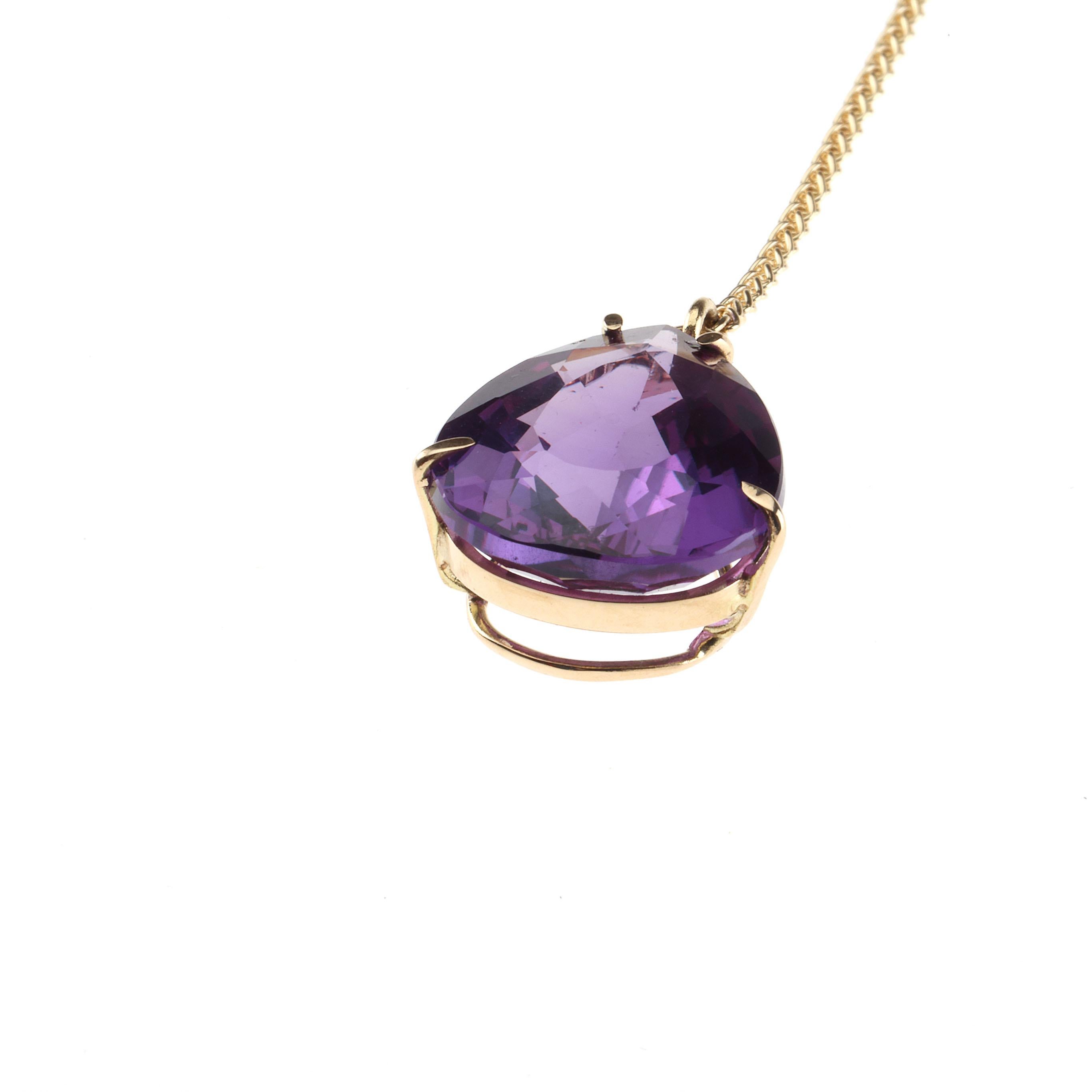 Brilliant Cut Amethyst 18 Karat  Hand Made Gold Necklace For Sale