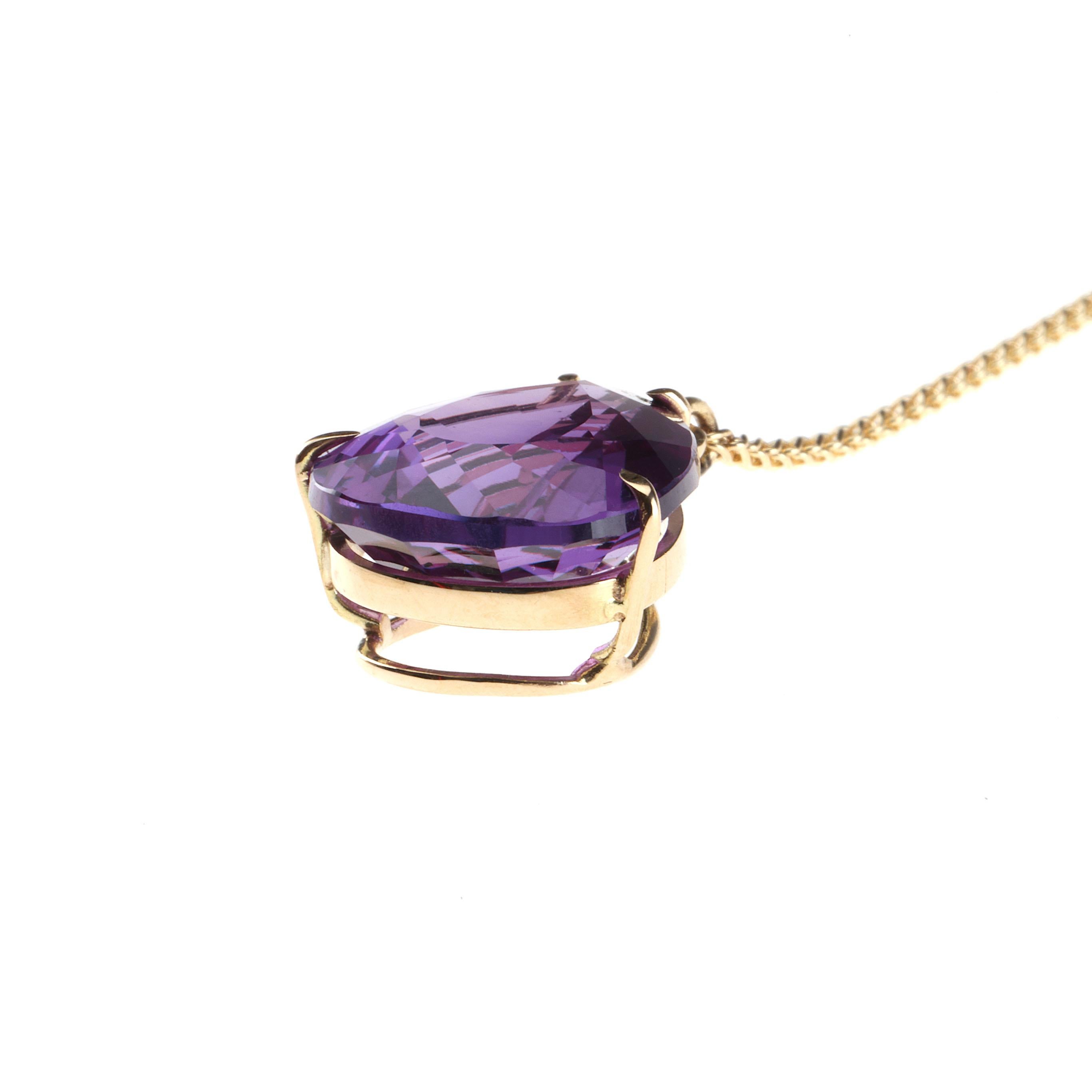 Amethyst 18 Karat  Hand Made Gold Necklace In New Condition For Sale In Milan, IT