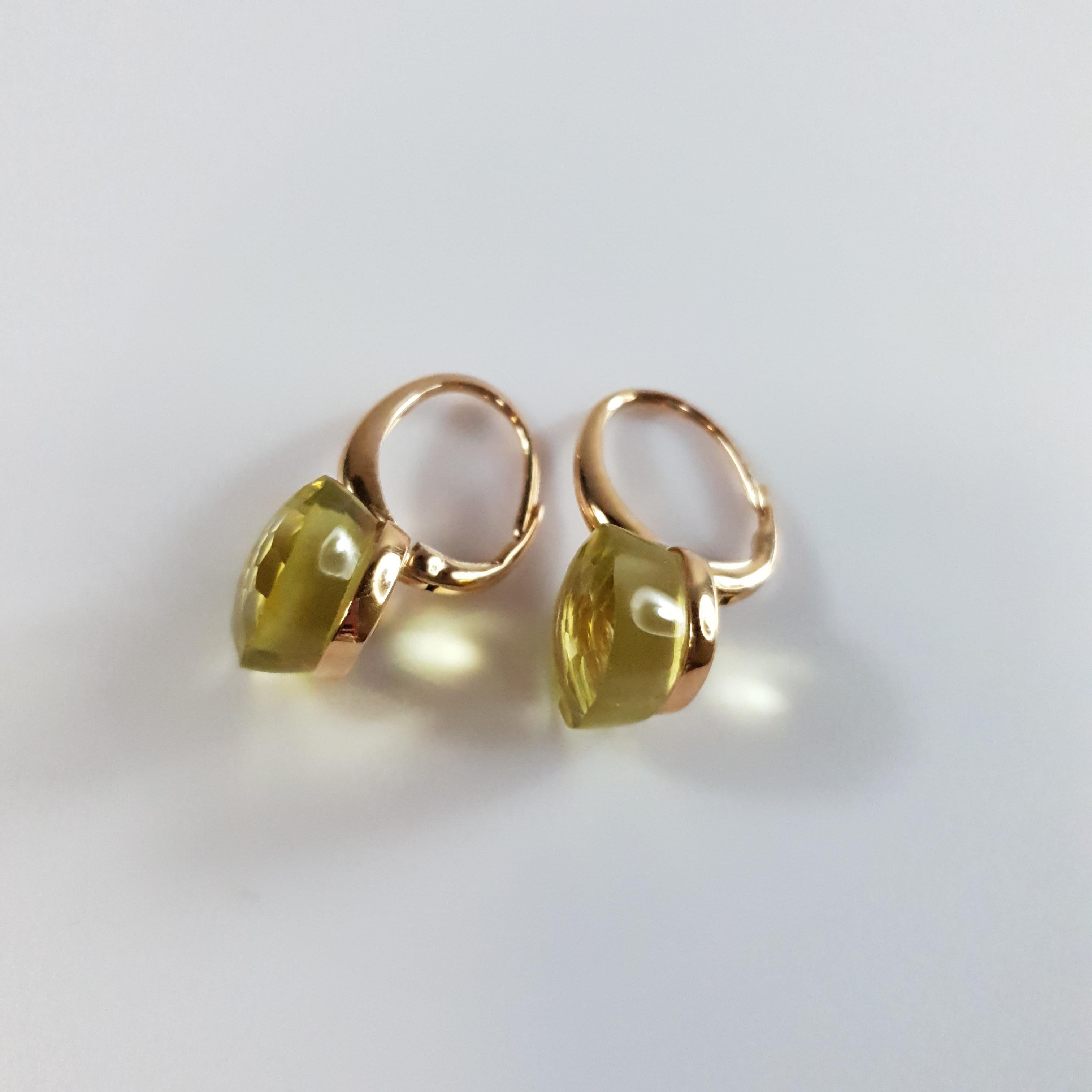 Amethyst 18 Karat Rose Gold Dangle Earrings 1