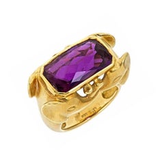 Amethyst 18k Gold FOUR ELEPHANTS Ring by John Landrum Bryant