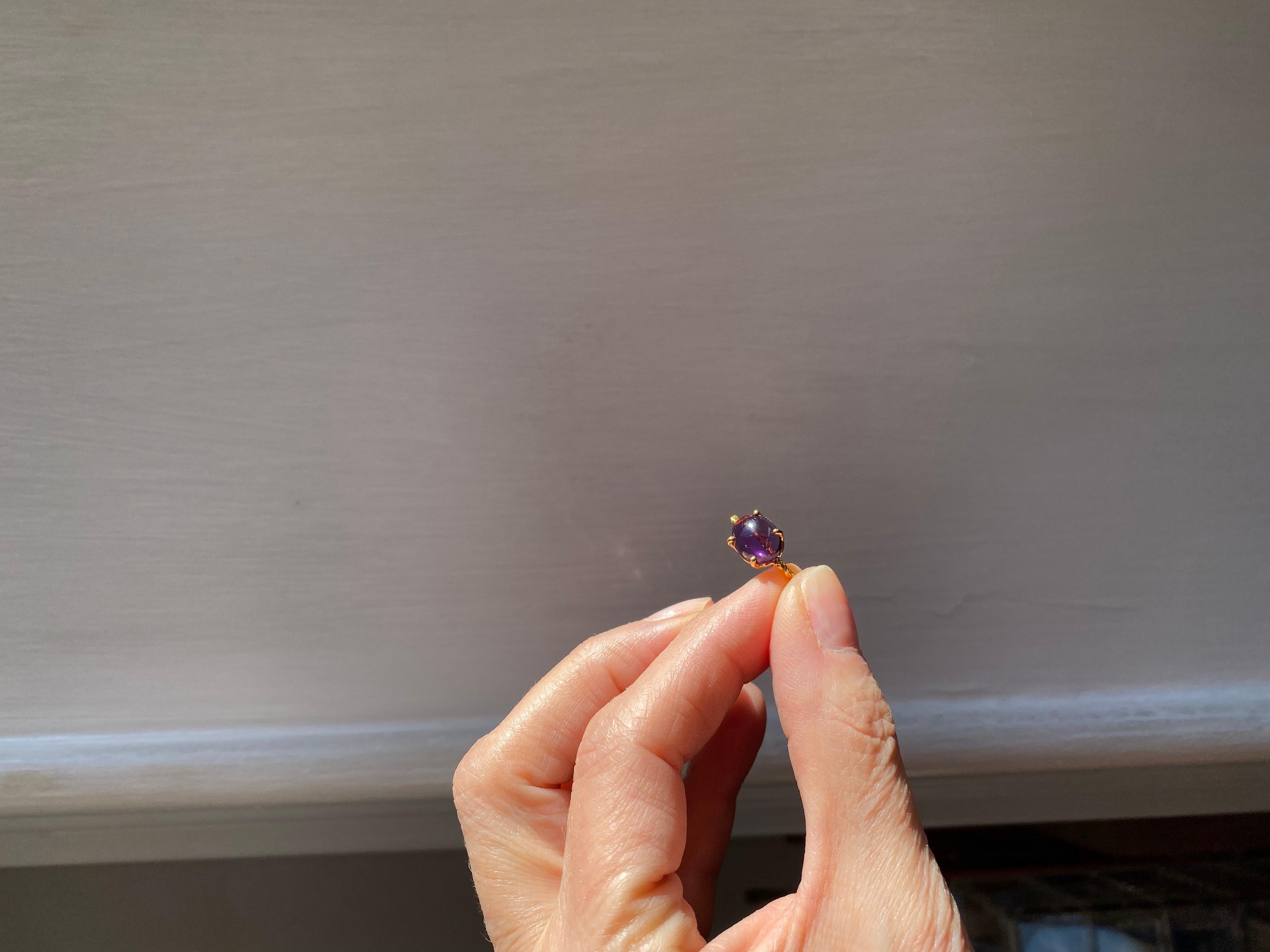 Amethyst 18K Yellow Gold Modern Handcrafted Unisex Rope Ring For Sale 7