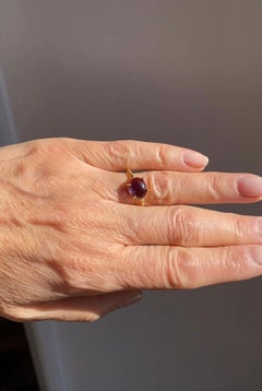 Amethyst 18K Yellow Gold Modern Handcrafted Unisex Rope Ring