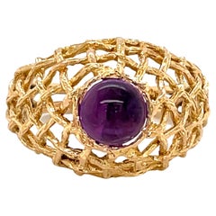 Kuppelring mit Korbgeflecht aus 20 Karat Gelbgold mit Amethyst