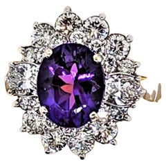 Amethyst '2.28 cts' Diamond Total Weight '2.11 cts' 18KW Gold Ring