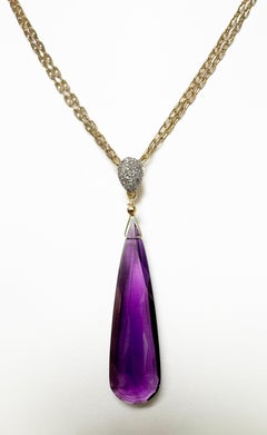 Amethyst 23 Carats and Diamonds Double Chain Paradizia Necklace N3984