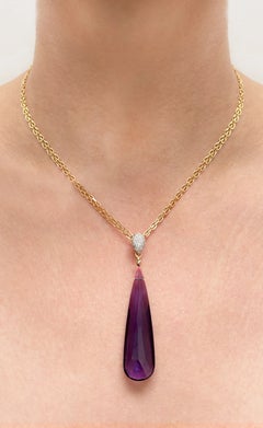 Amethyst 23 Carats and Diamonds Double Chain Paradizia Necklace N3984