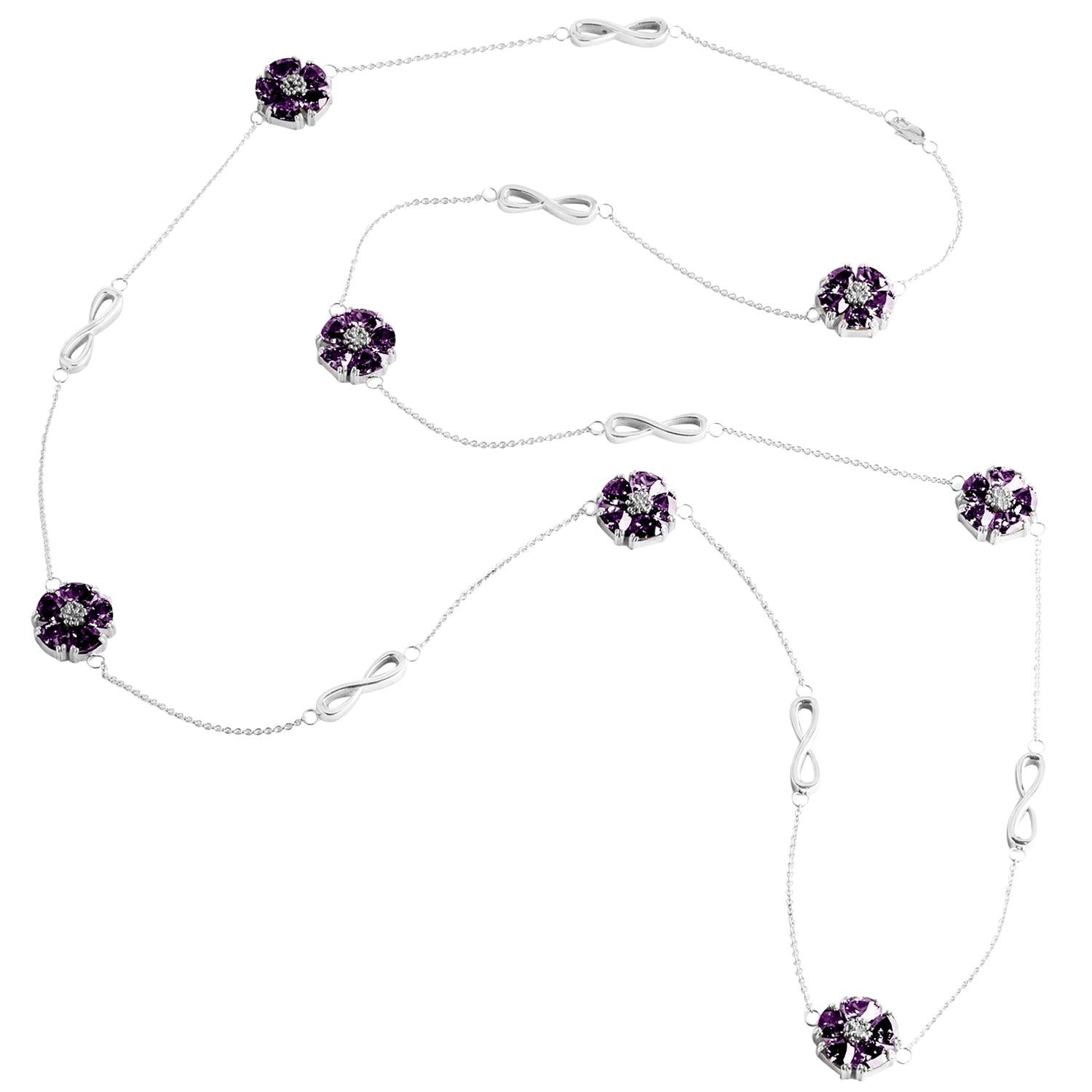 Amethyst Blossom Stone and Infinity Lariat Necklace For Sale