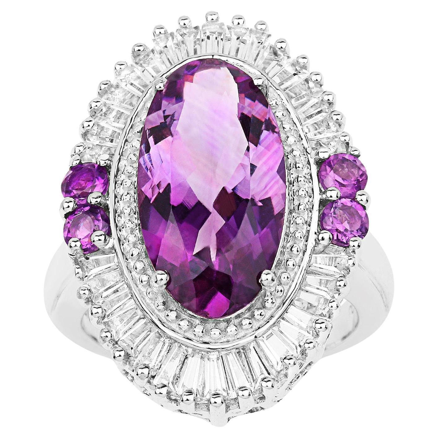 Amethyst Cocktail Ring With White Topaz 7.95 Carats For Sale