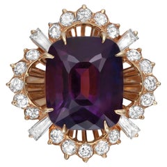 Amethyst 6.25Cttw And Diamond Cocktail Ring 18K Yellow Gold Size 5.5