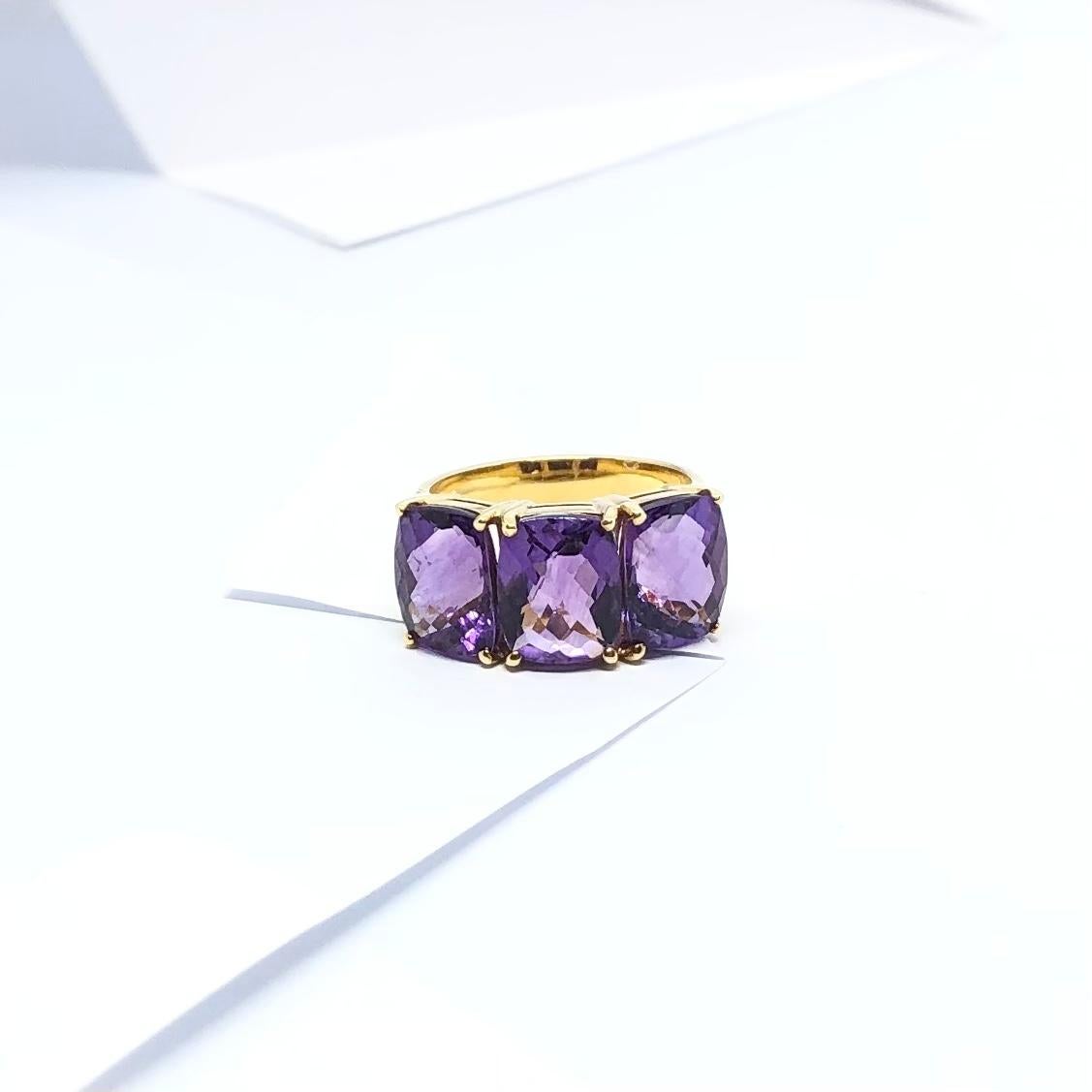 Amethyst 6.30 Carats Ring Set in 18 Karat Gold Settings For Sale 6