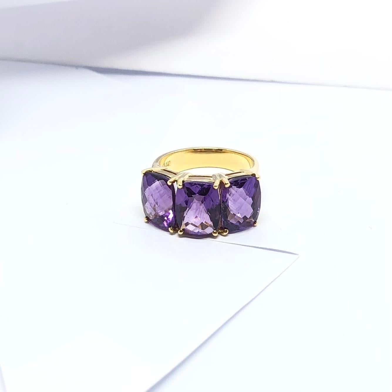 Amethyst 6.30 Carats Ring Set in 18 Karat Gold Settings For Sale 7