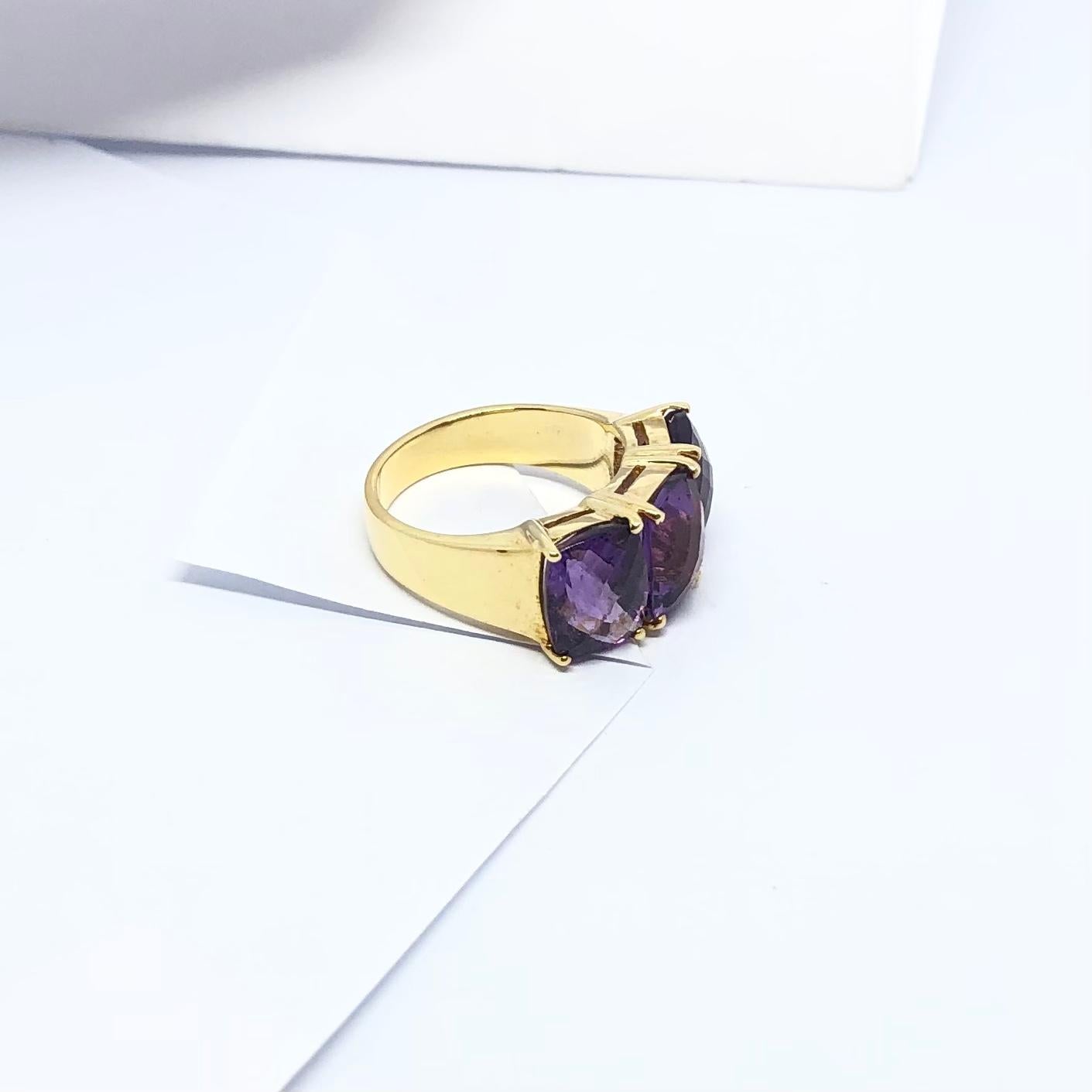 Amethyst 6.30 Carats Ring Set in 18 Karat Gold Settings For Sale 8