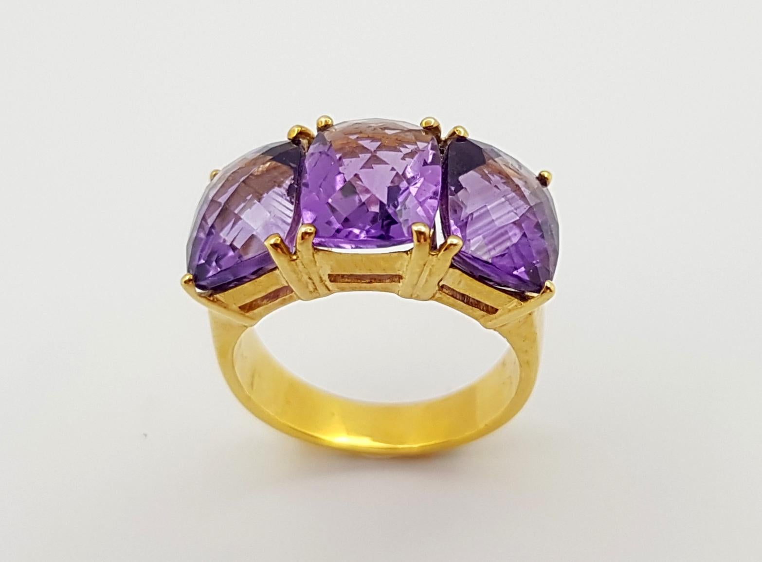 Amethyst 6.30 Carats Ring Set in 18 Karat Gold Settings For Sale 9