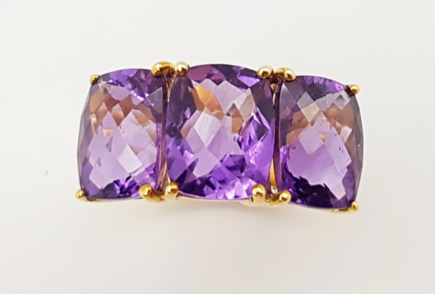 Amethyst 6.30 Carats Ring Set in 18 Karat Gold Settings For Sale 10